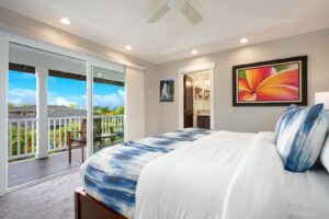 Kauai Waterfalls The bedroom of a Kauai vacation rental to relax in after hiking to nearby waterfalls.